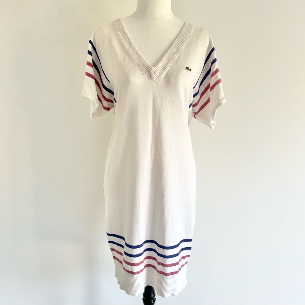 Lacoste V-neck Cotton Dress - Picture 2 of 7
